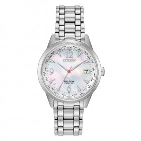 Citizen FC8000-55D Women's World Time Silver Tone Bracelet Watch